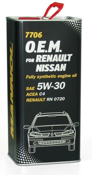 Mannol O.E.M. for RENAULT NISSAN 5W30 Синтетическое масло для автомобилей RENAULT, NISSAN, INFINITY 5W-30 5 л. Металл банка 7706