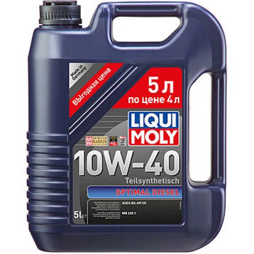 LIQUI MOLY Optimal Diesel 10w40 5 л. (4шт) масло моторное, п/синтетика 2288/3934
